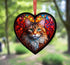Maine Coon Cat Stained Glass Effect Heart Suncatcher